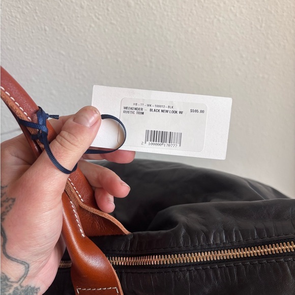 Clare V Weekender Black Leather Rustic Trim NWT - Picture 10 of 13